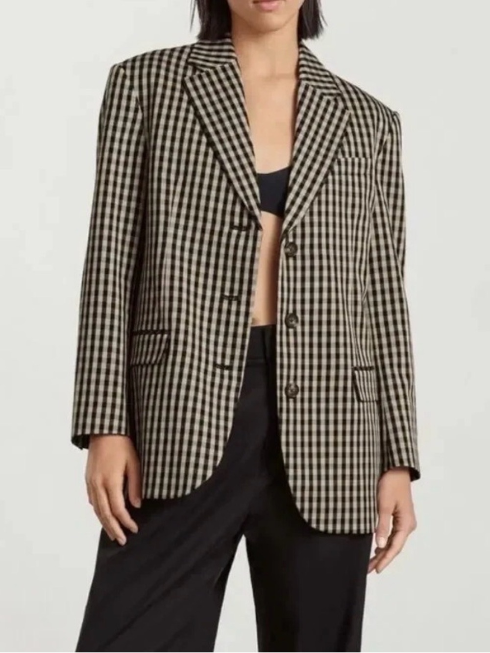 Everlane The 80's Blazer Oversized Black Tan Career Size 10